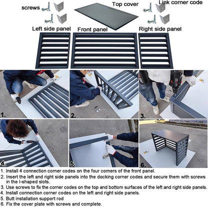  Housse En Aluminium Pour Climatiseur Et Pompe à Chaleur, Protection De L'unité De Climatisation Extérieure – Résistant Aux Intempéries, Gris Et Blanc, Taille 100X Pour Une Durabilité Et Une