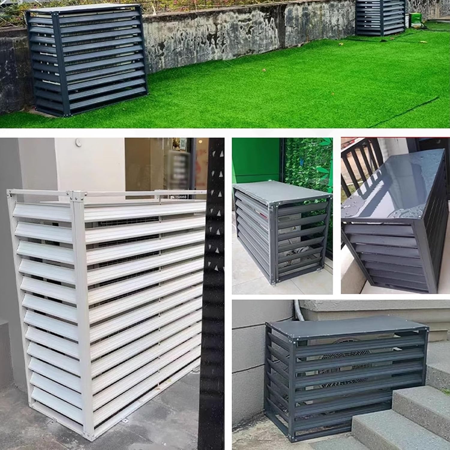  Housse De Protection Pour Climatiseur D'extérieur En Aluminium - Résistante Aux Intempéries - Pour Pompe à Chaleur - Réduction Du Bruit - Marron - 110 X 60 X 80 Cm