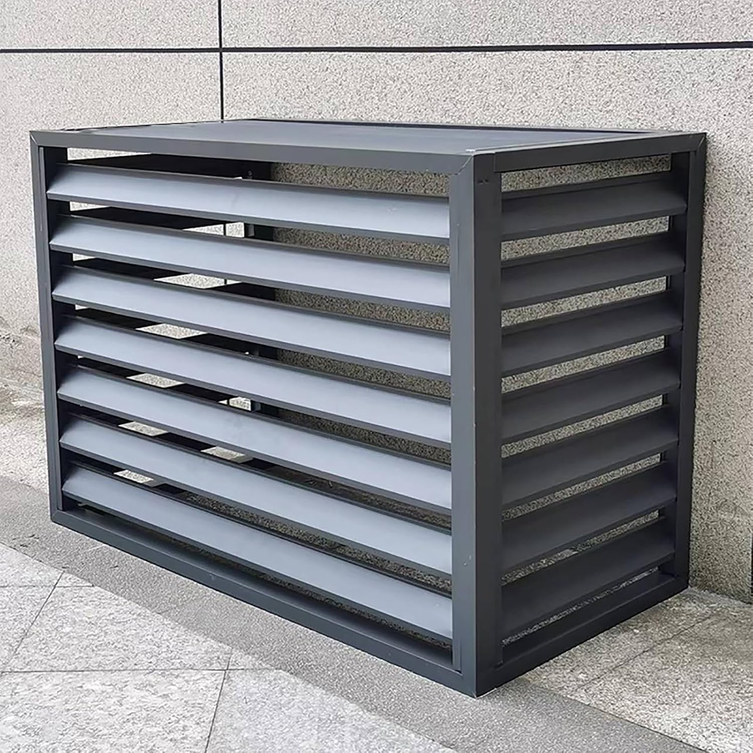  Housse En Aluminium Pour Climatiseur Et Pompe à Chaleur, Protection De L'unité De Climatisation Extérieure – Résistant Aux Intempéries, Gris Et Blanc, Taille 100X Pour Une Durabilité Et Une