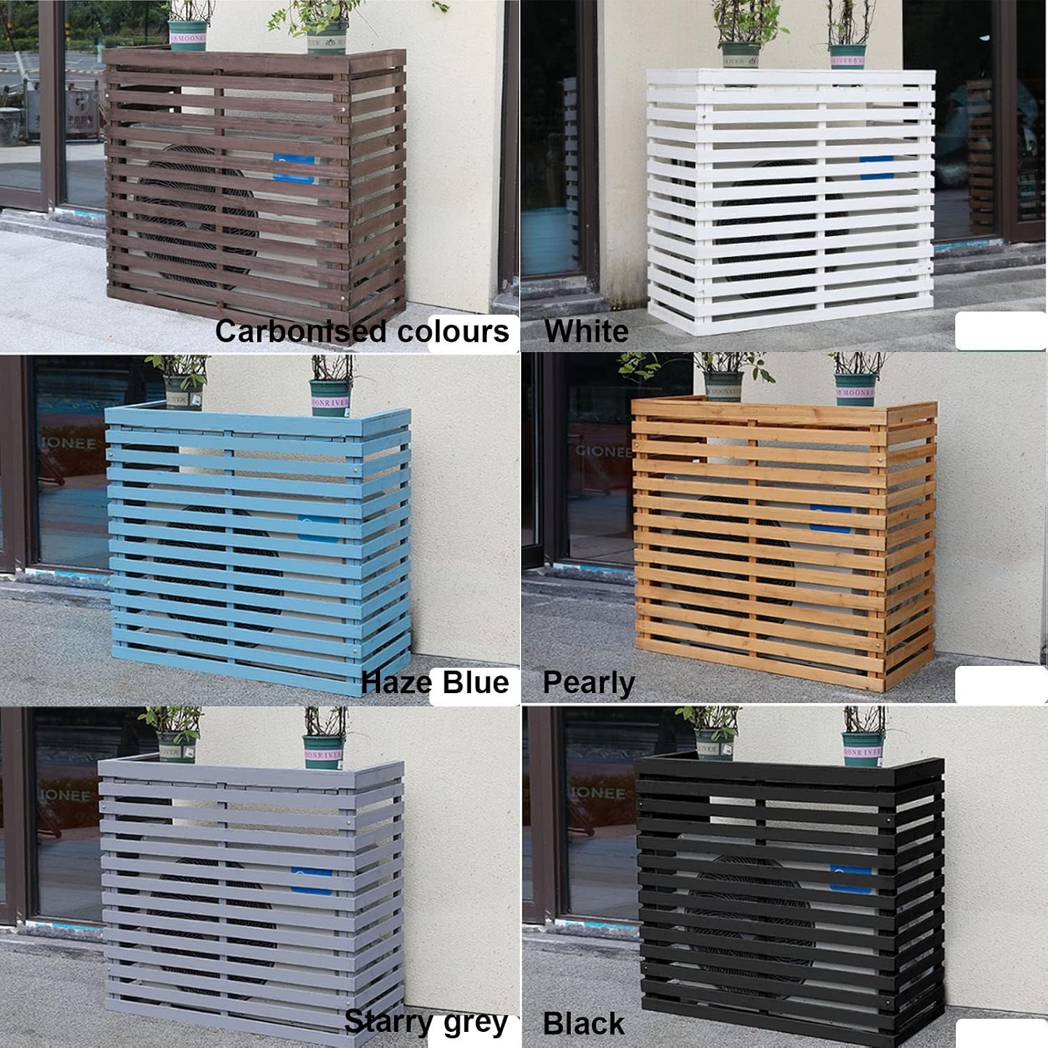 GENERIC Bonsai Design Housse En Bois Pour Climatiseur – Protection Pour Unité Extérieure | Cadre AC élégant Pour Différents Réglages | Solution Résistante Aux Intempéries Et élégante