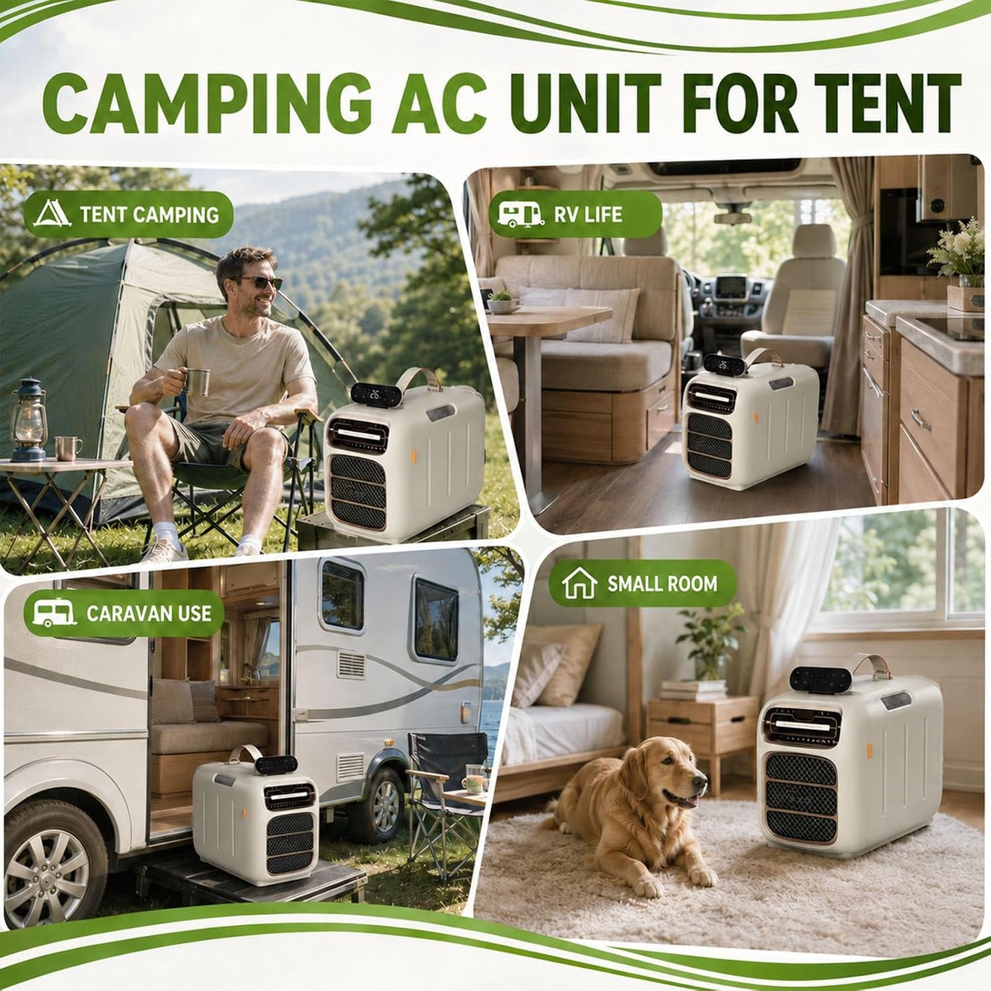  Climatiseur Mobile,Climatiseur Portable,Puissance De Refroidissement De 4700 Btu Et 450 W,Unité De Climatisation De Camping Avec Télécommande Et 3 Vitesses De Ventilation Cooling