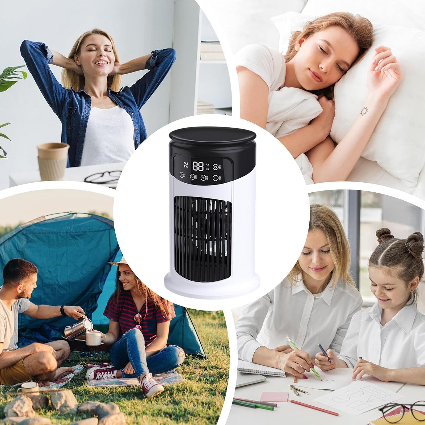  Personal Air Conditioner, Bed Cooling Fan, 6 Speed Adjustable Quiet Humidifier, Compact Space Saving, Energy Efficient Cooling Reliefs For Room, Studio, Kitchen, Bedroom, Desk, Indoor, Home, Garage
