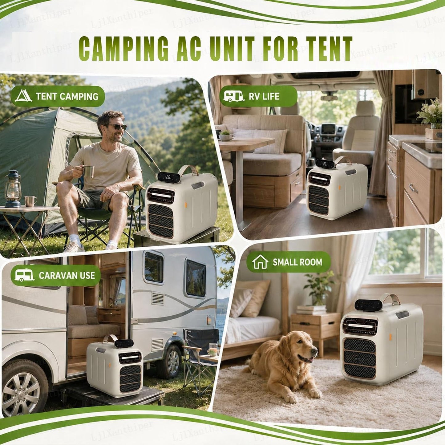 GENERIC Climatiseur De Camping Portable 5000 BTU, Température Réglable 16-32 °C, Trois Vitesses De Ventilateur, Faible Bruit, Idéal Pour Les Camping-cars, Camions, Voitures, Petits Entrepôts, Maisons Pour