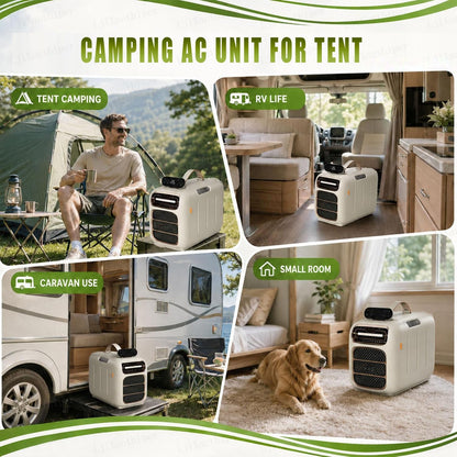 GENERIC Climatiseur De Camping Portable 5000 BTU, Température Réglable 16-32 °C, Trois Vitesses De Ventilateur, Faible Bruit, Idéal Pour Les Camping-cars, Camions, Voitures, Petits Entrepôts, Maisons Pour