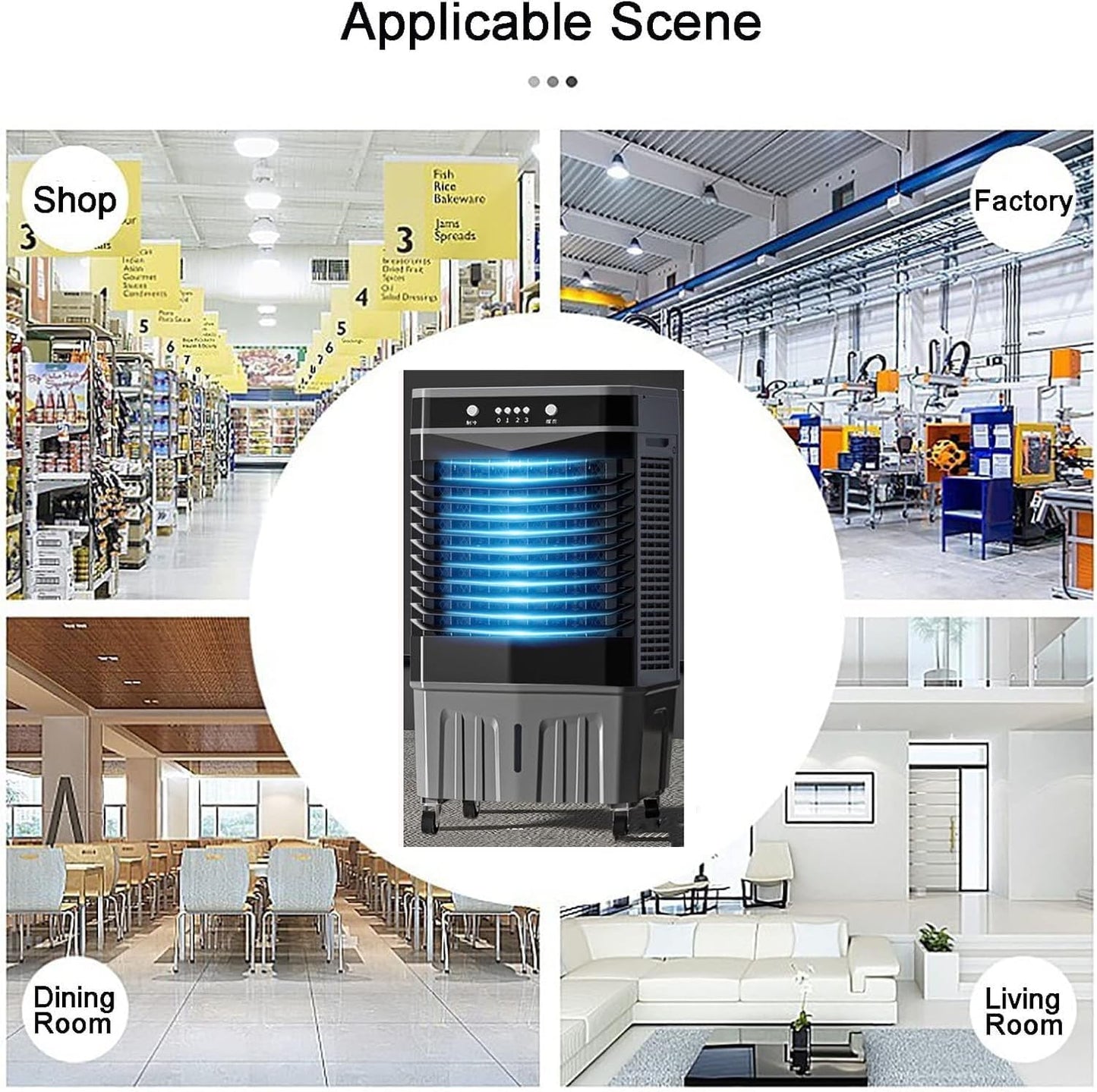 GENERIC Refroidisseur D'air évaporatif 3 En 1, Unité à Courant Alternatif Portable 55L Avec Cristaux De Glace, Oscillation à 120 °, 3 Vitesses Et Minuterie, Aucun Tuyau Requis Pour L'opération Silencieuse De