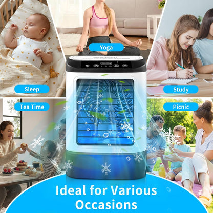  2026 Nouveauté Climatiseur Mobile - 4 Vitesses Climatiseur Mobile Sans évacuation Avec Moule à Glaçons/Fonction Brumisation/Lumière LED 7 Couleurs/Réservoir 900 Ml - Rafraichisseur D'air Silencieux