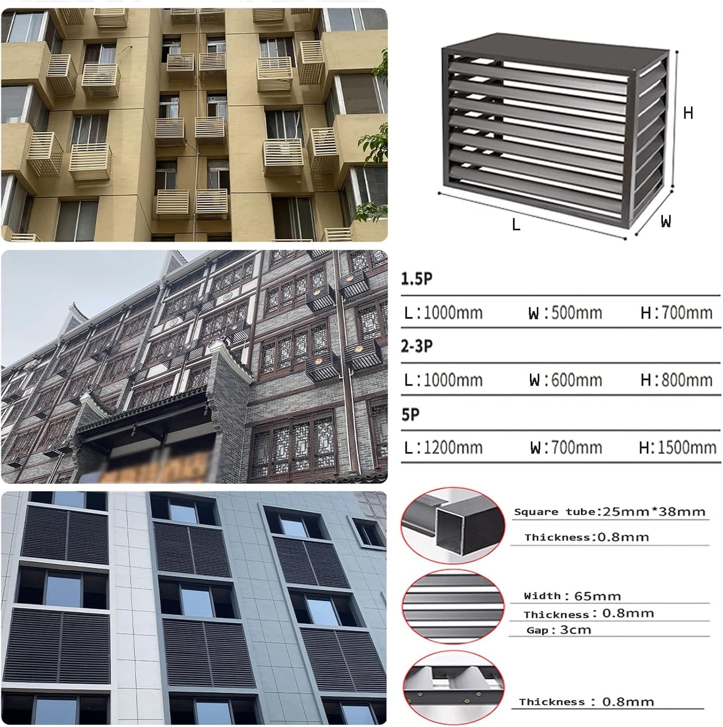  Housse De Protection Pour Climatiseur Extérieur En Aluminium Résistant Aux Intempéries - Clôture Décorative Autoportante Pour Unités AC Et Poubelles - Protection Contre Les Intempéries