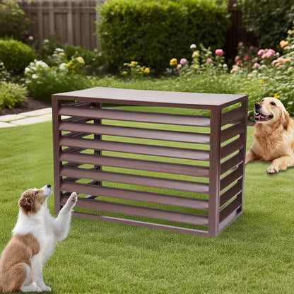  Housse De Protection Pour Climatiseur D'extérieur En Aluminium - Résistante Aux Intempéries - Pour Pompe à Chaleur - Réduction Du Bruit - Marron - 110 X 60 X 80 Cm