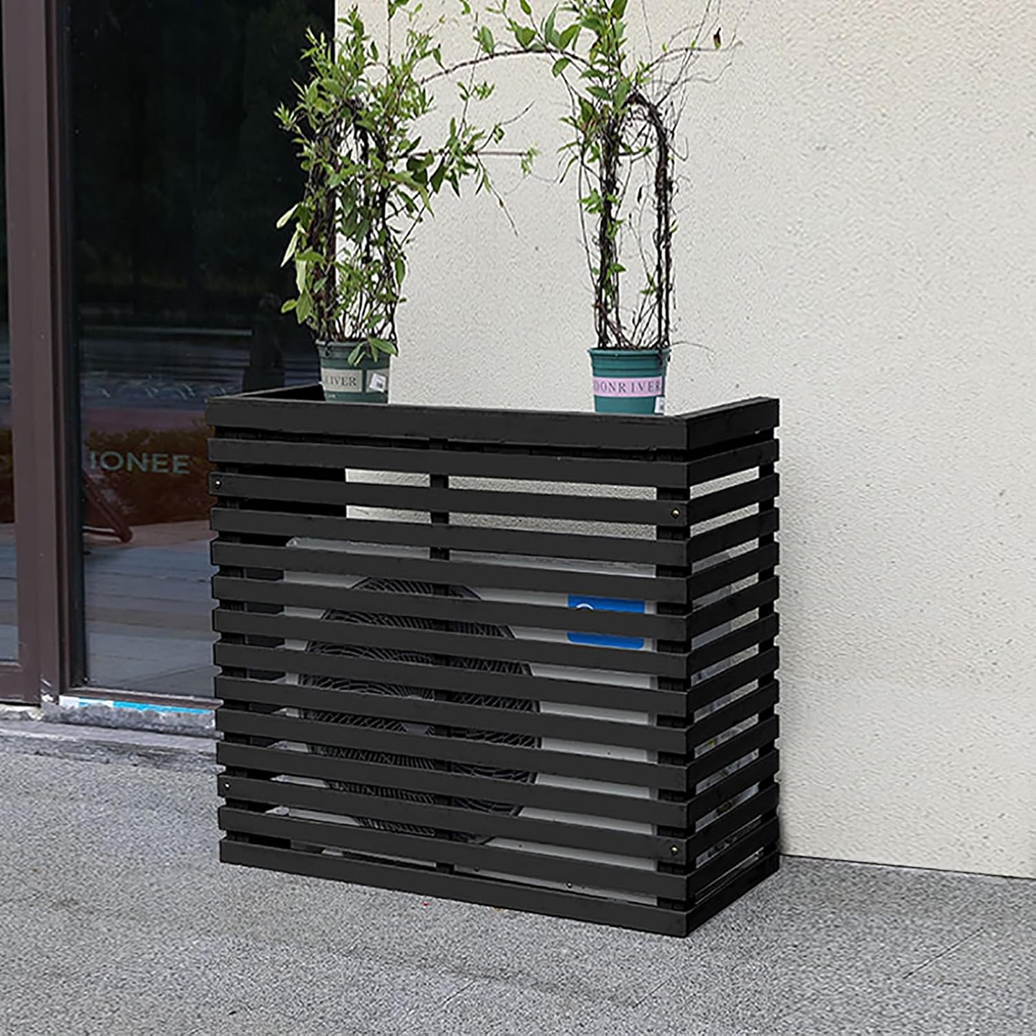  Housses Décoratives Pour Climatiseur Pour Clôtures Extérieures, Housse En Bois Pour Unité De Climatisation Et Support De Plantes Avec Protection Supérieure - Housses De Climatisation élégantes Et