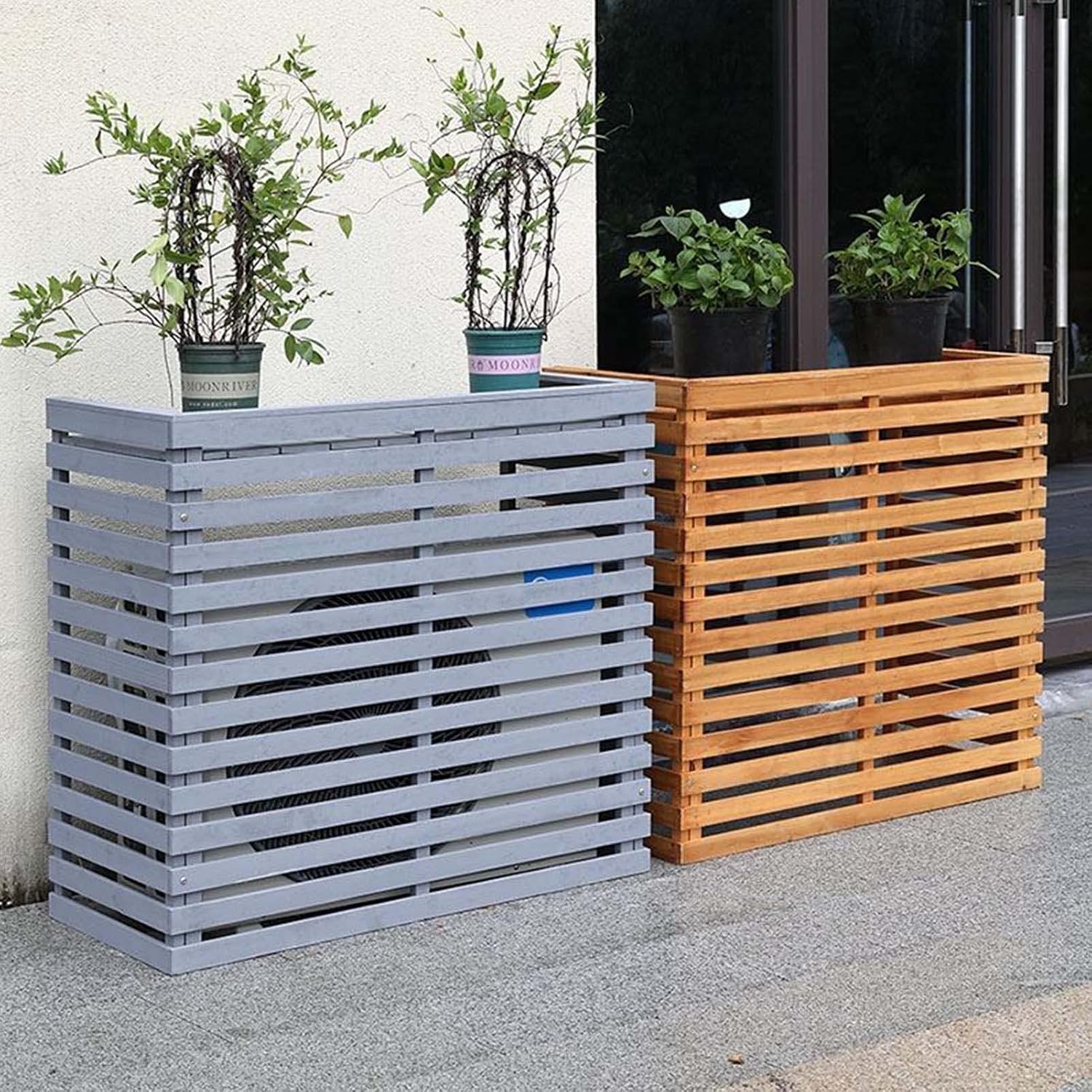 GENERIC Volets Hauts En Bois Massif Résistant Aux Intempéries Pour Climatiseur Central Cachent élégamment L'unité Extérieure Avec écran De Clôture De Qualité Supérieure