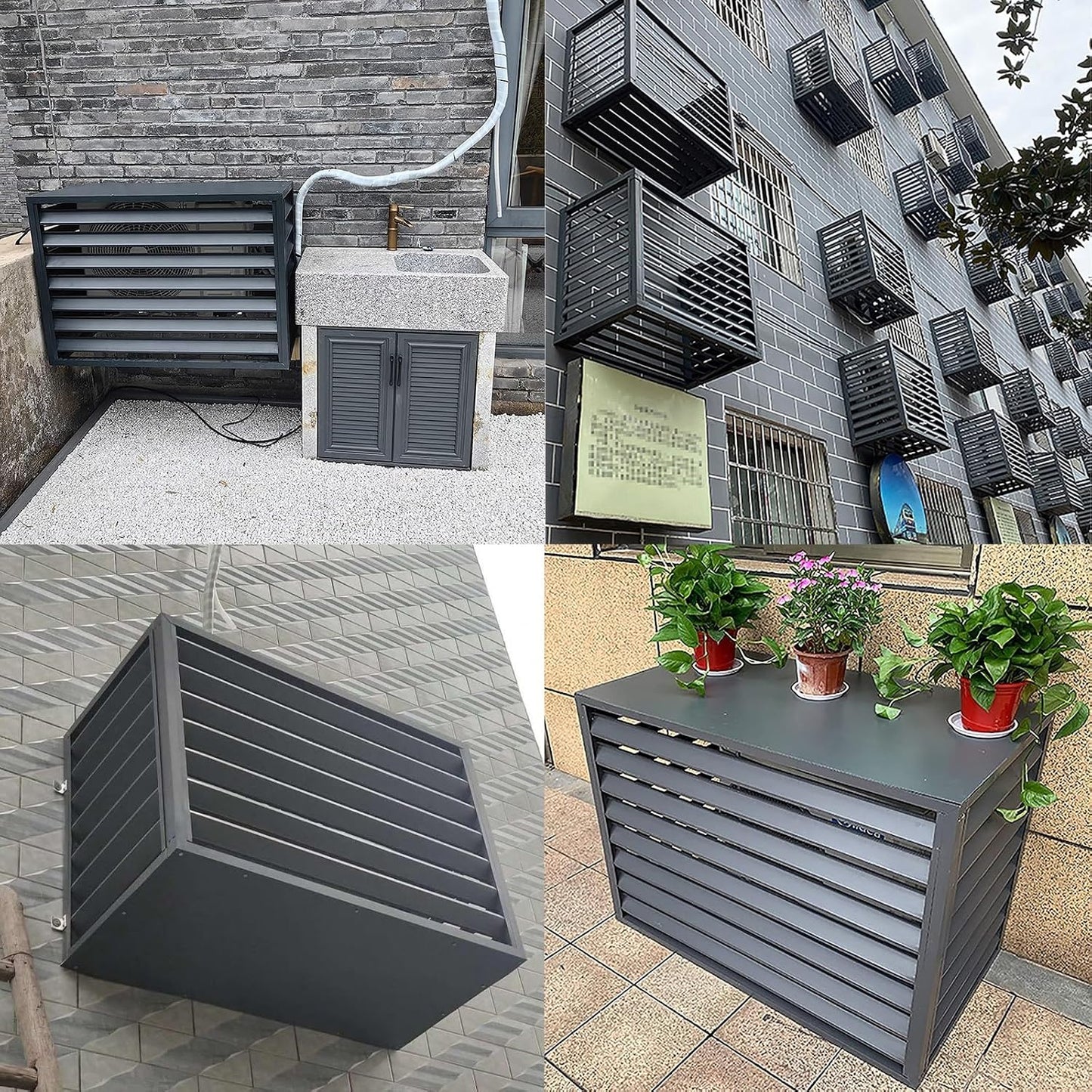  Housse En Aluminium Pour Climatiseur Et Pompe à Chaleur, Protection De L'unité De Climatisation Extérieure – Résistant Aux Intempéries, Gris Et Blanc, Taille 100X Pour Une Durabilité Et Une
