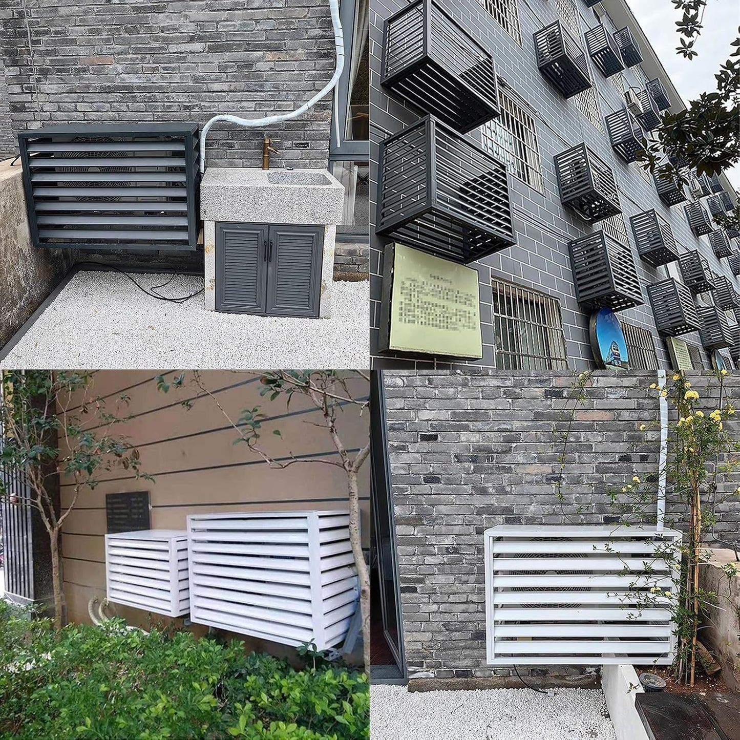  Housse De Climatiseur Extérieur, Protection De Pompe à Chaleur, Protection D'écran En Aluminium Pour Clôture De Jardin, Résistant Aux Intempéries Et (couleur : Blanc)