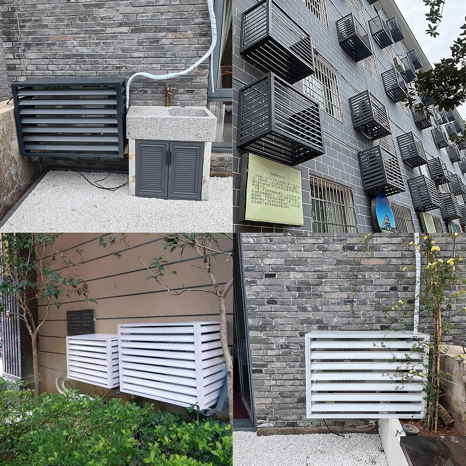  Housse De Climatiseur Extérieur, Protection De Pompe à Chaleur, Protection D'écran En Aluminium Pour Clôture De Jardin, Résistant Aux Intempéries Et (couleur : Blanc)